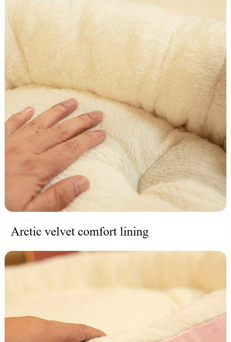 [Thick Warm Cozy Pet Bed] Cozy Plush Oval Pet Bed for Cats & Dogs - Thick, Warm Nest for All Seasons, Classic Style