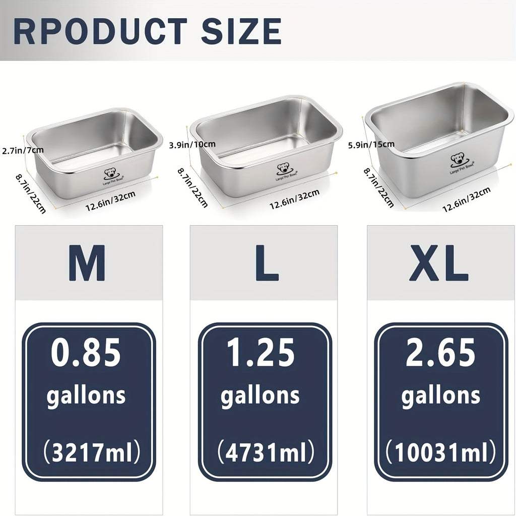2-Pack Misofog Stainless Steel Dog Bowls for Large Dogs - 2.65 Gallon High Capacity Extra Large Food & Water Bowls with Non-Slip Rubber Base, Durable Easy-Clean Design for Hardwood & Tile Floors, Pet Feeding Essentials, Moder