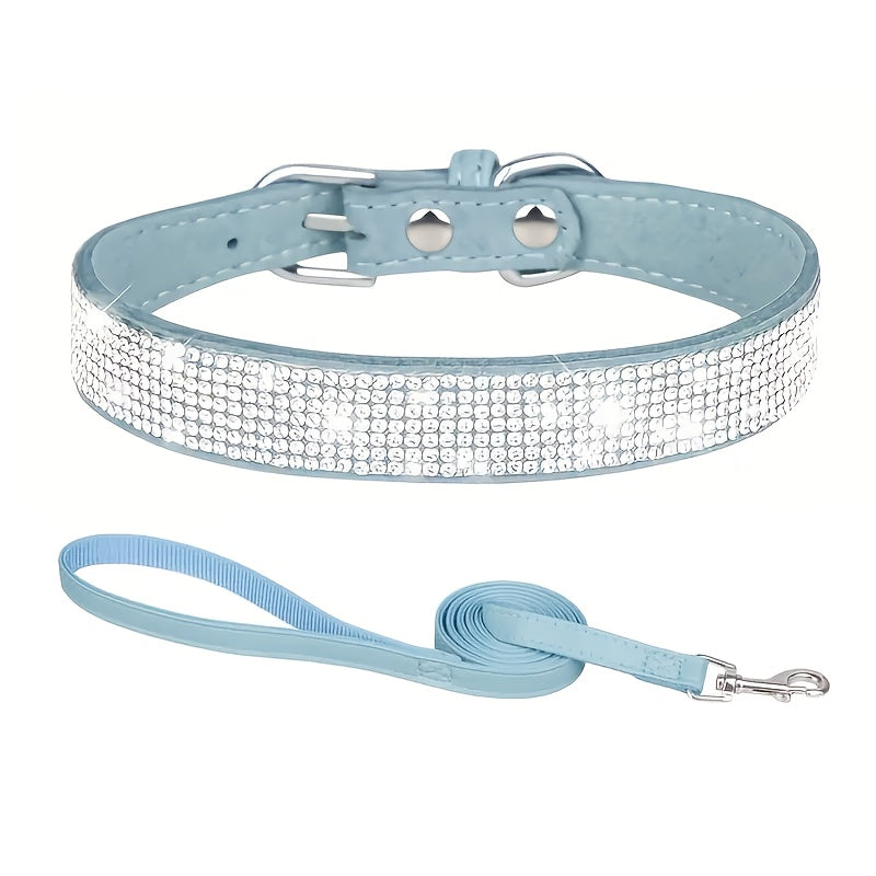 Sparkling Rhinestone Dog Collar with Leash