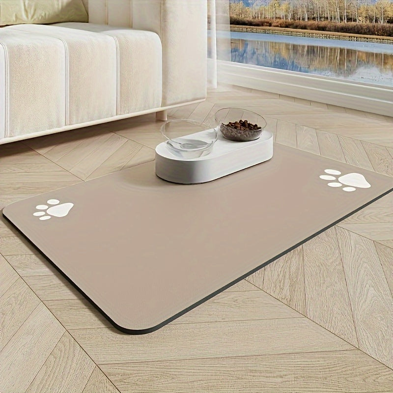1pc Non-Slip PawPals Dog Feeding Mat with Cartoon Paw Prints - Waterproof, Absorbent, Quick-Dry, Easy to Clean Diatom Mud & Rubber Pet Feeding Pad for Dogs - Ideal for Messy Eaters
