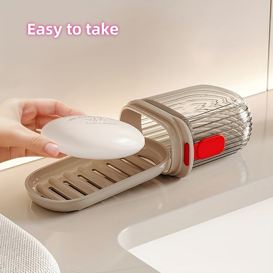 Durable PET Portable Travel Soap Dish - Sealed, Drainable Design with Lid for Business Trips & Outdoor Use, Mini Storage