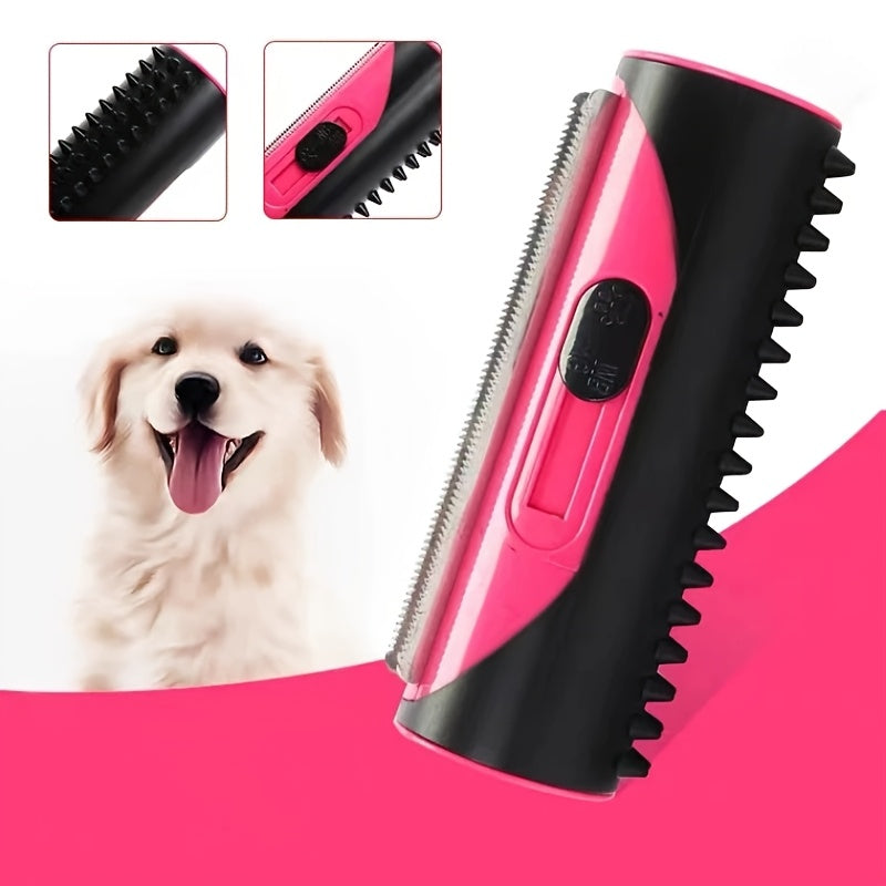 [Medium & Large Pet Grooming Set] 1/2pcs PetPro Stainless Steel & Plastic Dog Grooming Brush Set, Uncharged Hair Remover Comb for All Life Stages, Medium & Large Fur Pets, Fine Tooth Cleaning Brush Included