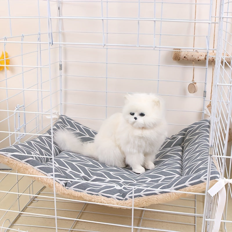 1 Piece Reversible Plush Cartoon Print Pet Bed - Soft Polyester Square Mat with Tie Straps, Polyester Fiber Filled for Ultimate Comfort, Assorted Fun Patterns, Perfect for Small to Medium Cats