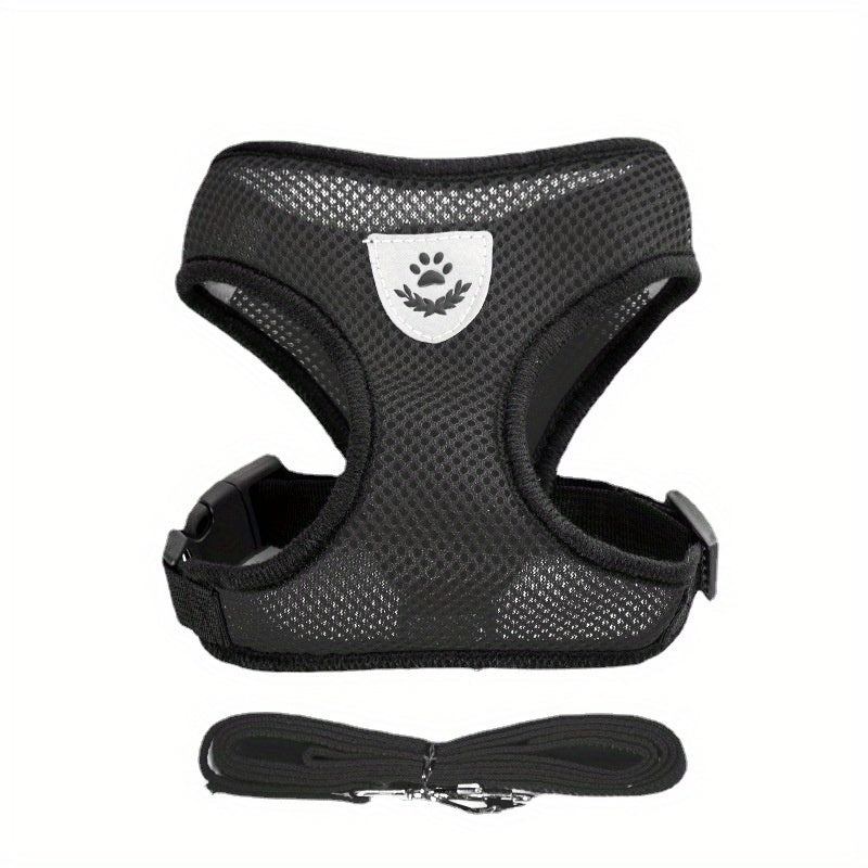 [For Dogs & Cats Reflective Harness] Reflective Pet Harness And Leash Set For Dogs And Cats, Adjustable Puppy Cat Vest Harness With Soft Mesh