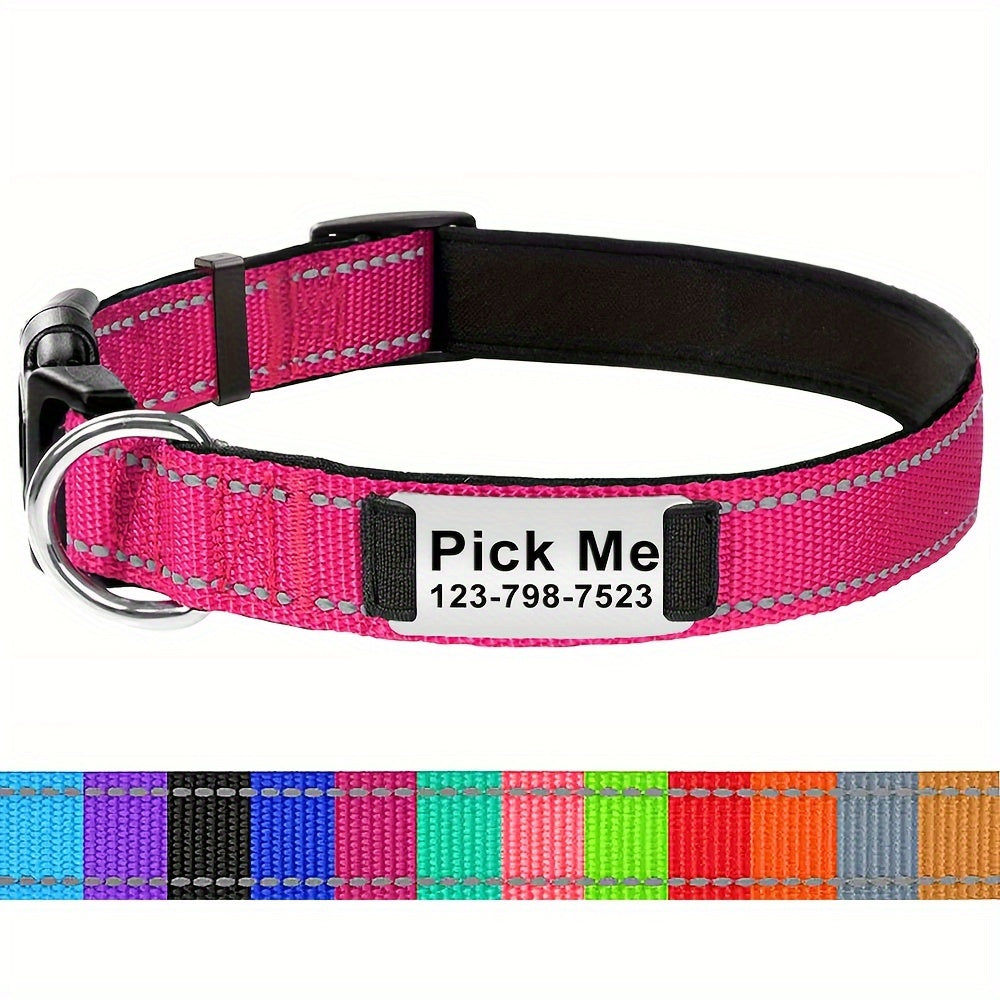 Personalized Pet Collars, Customized Dog Nylon Collar With ID Pendant Tag, Dog Outdoor Accessories And Decorations - Nice Gift For Pets