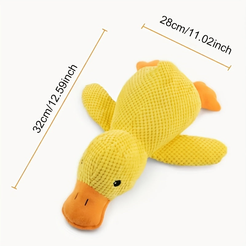 [Durable Duck Toy] Durable Yellow Punch Ya Duck Shaped Soft Toy | 1pc Interactive Chewing Dental Cleaning Pet Toy For Small To Medium Dogs, Relieves Boredom
