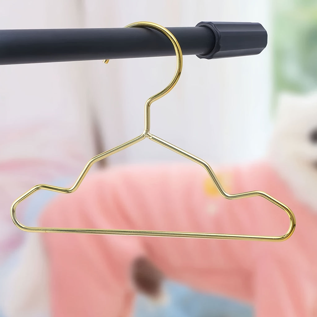 10pcs Golden Metal Pet Clothes Hangers with Non-Slip Grooves - Ideal for Small to Medium Dogs & Cats, Perfect for Teddy Breeds - Durable Iron Display Racks for Pet Apparel in Retail or Home Settings, Hangers for Clothes