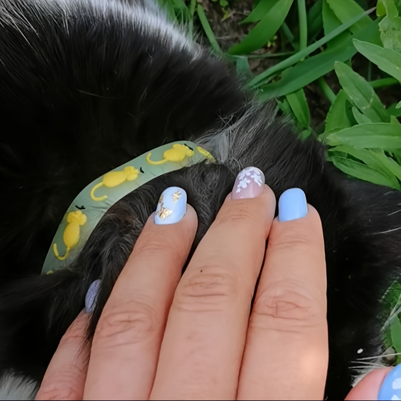 Adjustable Glowing Rubber Pet Collar with Cartoon Pattern, 1 Pc Random Color