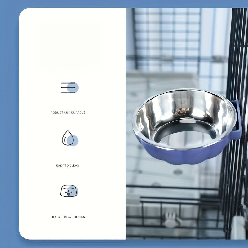 Pumpkin Shaped Stainless Steel 1pc Hanging Pet Food Bowl - Movable And Lifting Carrier Bowl For Rabbit, Mouse, Hamster, Bird, Squirrel, Cat - Pet Feeding Supplies