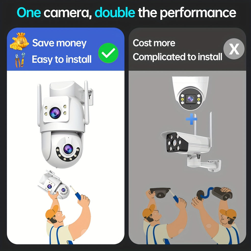 JOOAN 5G WiFi Dual Lens PTZ Outdoor IP Camera - Two-Way Audio, Auto Tracking, Screen Security Monitor for Elderly, Youngsters & Pets