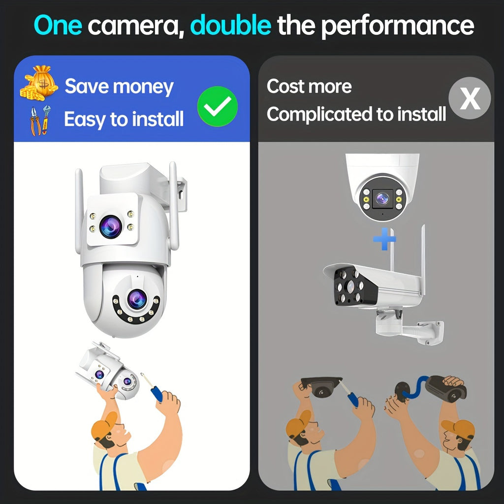 JOOAN 5G WiFi Dual Lens PTZ Outdoor IP Camera - Two-Way Audio, Auto Tracking, Screen Security Monitor for Elderly, Youngsters & Pets