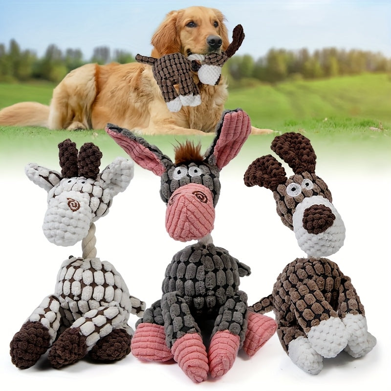 3pcs/1pc Dog Plush Toy-Cartoon Squeaky Pet Toy, Dog Chew Toy Puppy Toy, Perfect For Small & Medium Dogs, Stuffed Puppy Chew Toy For Indoor&Outdoor Play, Gift Toy For Pets