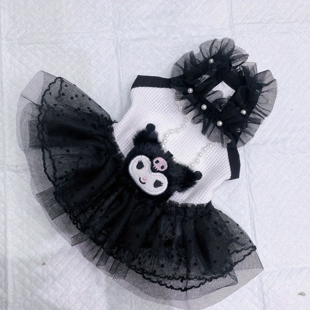 [Kuromi Dog Costume Dress] Kuromi Dog Costume Dress - Cute Kawaii Outfit for Small/Medium Pomeranian, Chihuahua, Shih Tzu Puppies - Black & White Pet Apparel, Halloween Dog Costume, Christmas Dog Clothes