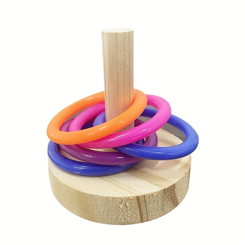 1pc Bird Toys, Wooden Parrot Ring Toy, Interactive Playing Educational Toy For Parrot Parakeet Cockatiel