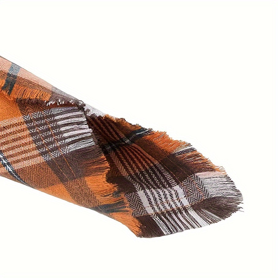 Stylish Plaid Dog Bandana Scarf with Tassel Edge - Fashionable, Trendy, and Adjustable Design for Small to Medium Dogs - Perfect Pet Apparel Accessory for Halloween, Thanksgiving, and Everyday Wear