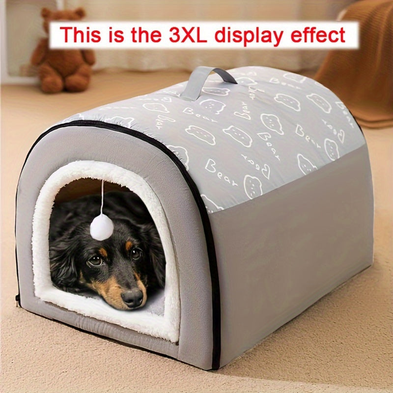 1pc Cozy Cartoon Pet Bed - Soft PP Cotton, Removable & Washable, Four Seasons Universal Kennel for Extra Small to Large Dogs