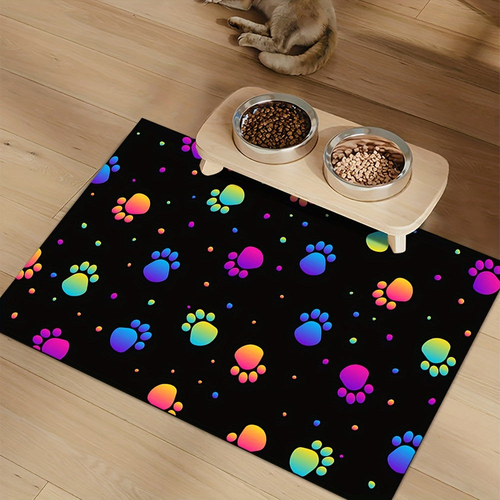 [Quick Drying Dog Bowl Mat] Quick Drying Polyester & Rubber Dog Bowl Mat - Absorbent Non-Slip Pet Feeding Mat for Food and Water - Durable Cat Mat for Dogs, Easy Clean