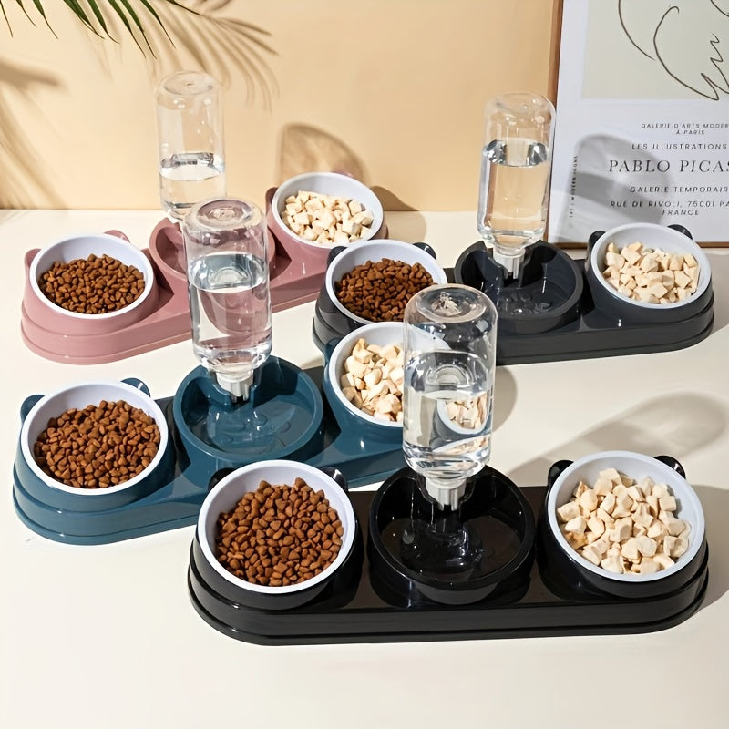 3-in-1 Stainless Steel Pet Feeding Station with Automatic Food and Water Dispenser, Dual Bowls for Dogs and Cats - Durable, Easy-to-Clean, Space-Saving Design for Small to Medium Pets, Pet Feeding Station|Modern Pet Station|S