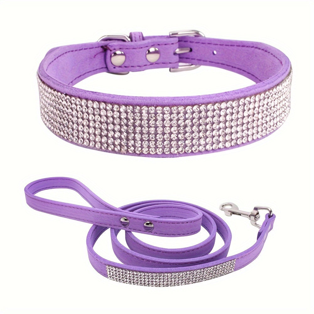 Sparkling Rhinestone Dog Collar with Leash