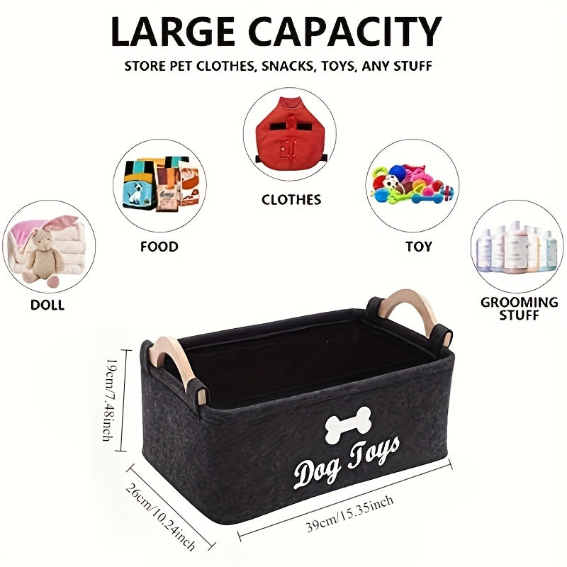 [Pet Home Organizer Box] Durable Felt Pet Toy Storage Box, Laundry Basket for Dogs and Cats, Home Organizer - Polyester, Cleaning Supplies, Fashion