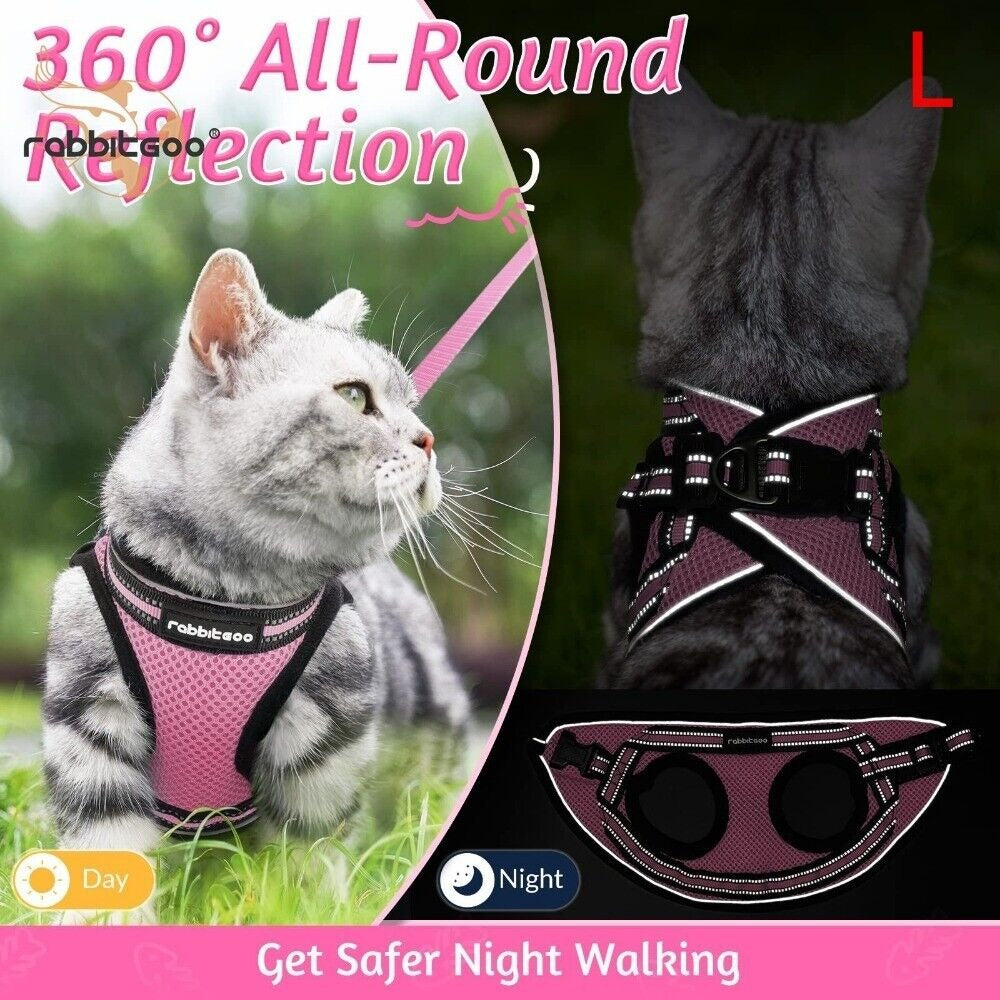 Reflective Pet Harness And Leash Set For Dogs And Cats, Adjustable Puppy Cat Vest Harness With Soft Mesh