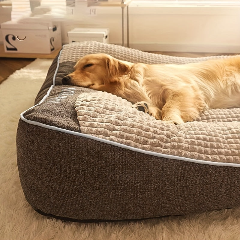 Extra Large Dog Bed for Medium & Large Dogs - Deep Sleep Mattress with Ergonomic Support, Cooling Gray & Beige Striped Design, Durable Polyester, No Assembly Needed, Perfect for Indoor Pets, Dog Bed for Large Dogs, Indoor Pet