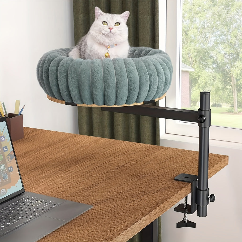 360° Rotating Cat Bed for Desk - 19, 68" Plush Washable Cat Nest with Removable Cover, Ergonomic Design for Home Office & Workspace, Durable Polyester Pet Bed for Cats, Cat Furniture Bed, Workspace Accessory, Modern Pet Furn