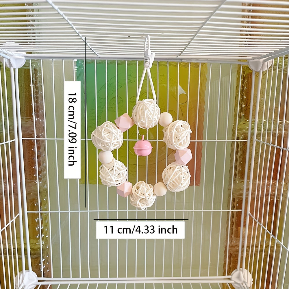 1pc Bird Chewing Rattan Toy, Small Parrot Hanging Swing Molar Toy For Bird Cage Hanging Toy, Pet Birds Swing Pecking Bite Toy