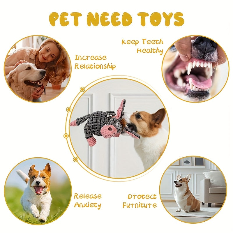 3pcs/1pc Dog Plush Toy-Cartoon Squeaky Pet Toy, Dog Chew Toy Puppy Toy, Perfect For Small & Medium Dogs, Stuffed Puppy Chew Toy For Indoor&Outdoor Play, Gift Toy For Pets
