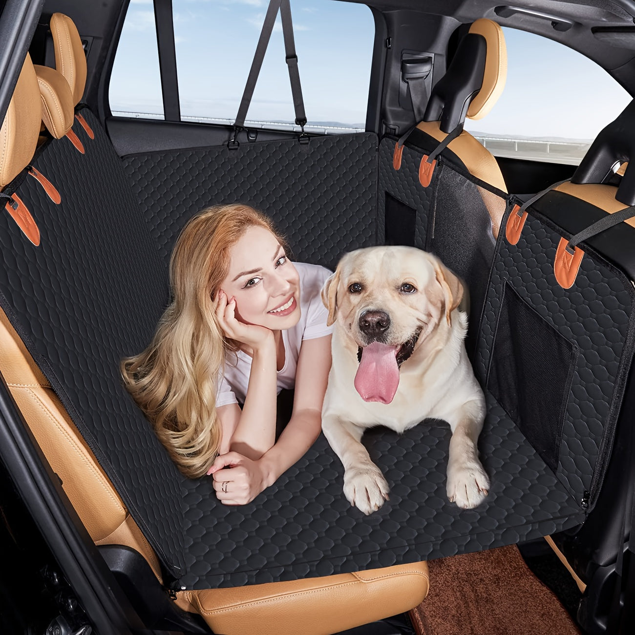 1pc Durable Waterproof Polyester Oversized Car Seat Cover, Portable Folding Pet Bed, Dog Hammock Backseat Extender, Fits Most Cars, SUVs & Trucks, Pet Travel Accessories