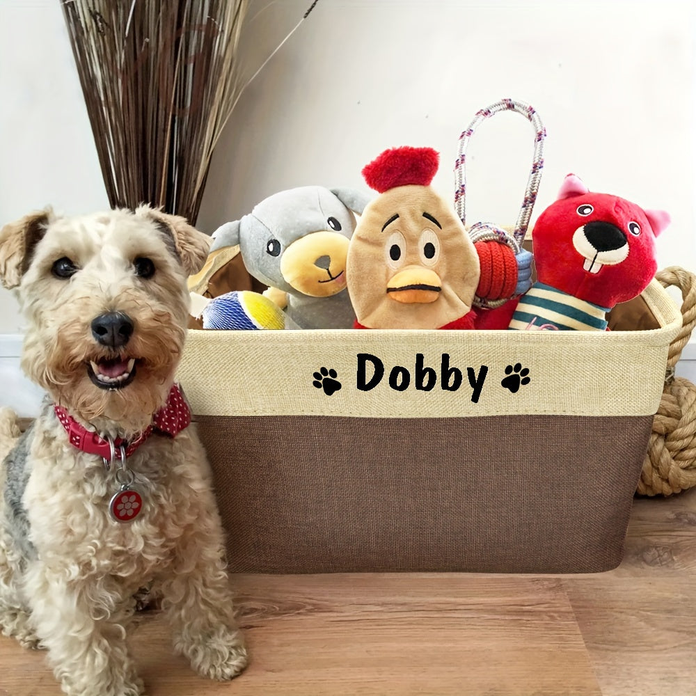 Foldable Pet Toy Storage Basket, Customizable Sturdy And Durable And Linen Storage Box, Without Battery