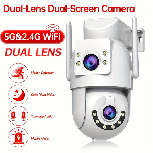 JOOAN 5G WiFi Dual Lens PTZ Outdoor IP Camera - Two-Way Audio, Auto Tracking, Screen Security Monitor for Elderly, Youngsters & Pets