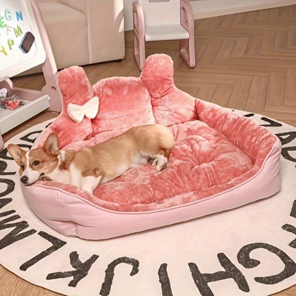 Cozy Pet Bed - Plush Ear Design Kennel, Winter Warm Cat Mat, Sleeping Sofa for Cats & Dogs