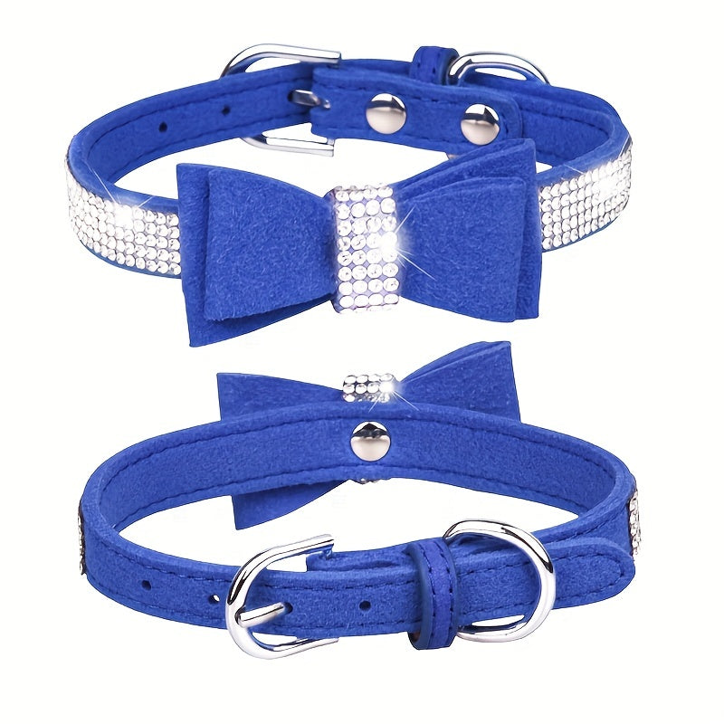 Rhinestone Dog Collar, Double-layer Bow Decor Pet Collar For Small Medium Large Dogs