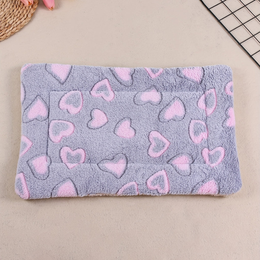 All-Season Dirt-Resistant Rectangular Pet Blanket - Comfortable Dog Paw Heart Print Pet Bed, 1pc
