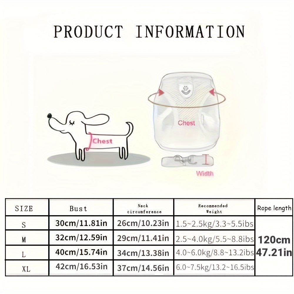 [For Dogs & Cats Reflective Harness] Reflective Pet Harness And Leash Set For Dogs And Cats, Adjustable Puppy Cat Vest Harness With Soft Mesh