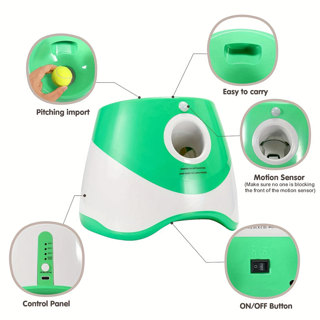 Outdoor Pet Automatic Tennis Ball Launcher - Dog Training Toys - Interactive Pet Toy for Fetch Training and Exercise