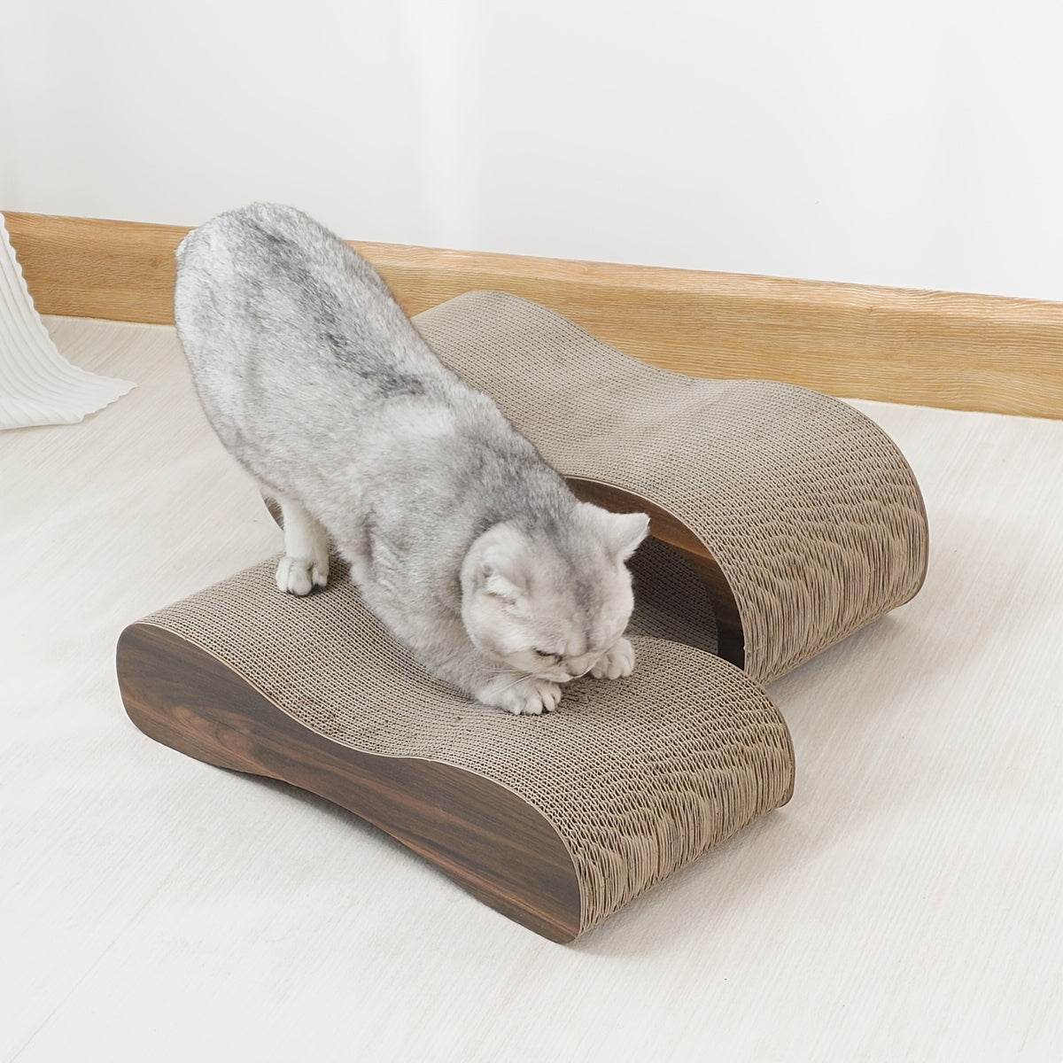 [Durable Cat Scratching Board] 2-in-1 Cat Scratching Board & Resting Bed | Durable Hard Cardboard Pet Toy, 8-Shaped Design for Claw Protection, Two-Piece Set for Indoor Cats