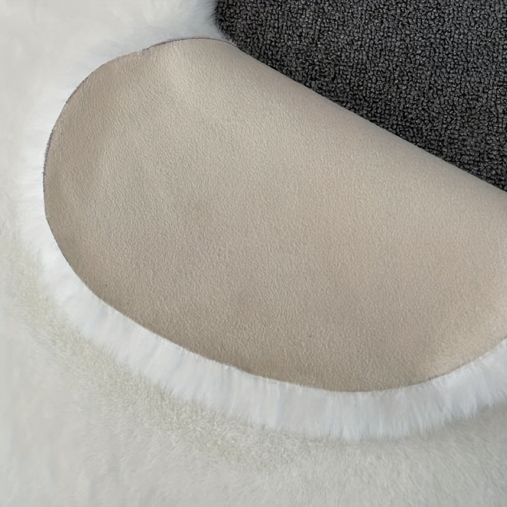 [Ultra-Soft Rabbit Fur Pet Bed] Luxurious Faux Rabbit Fur Round Pet Bed - Ultra-Soft, Warm Cream-Colored Cat & Dog Mat for Cozy Sleep and Snuggle