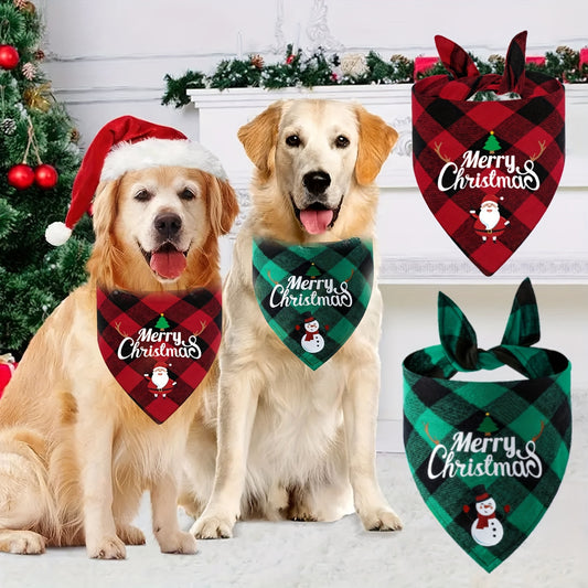 Christmas Pet Triangle Scarf Dog Bandanas Saliva Towel Santa Claus And Letter Graphic Scarf For Holiday Party Decoration Bib For Small, Medium & Large Sized Dogs