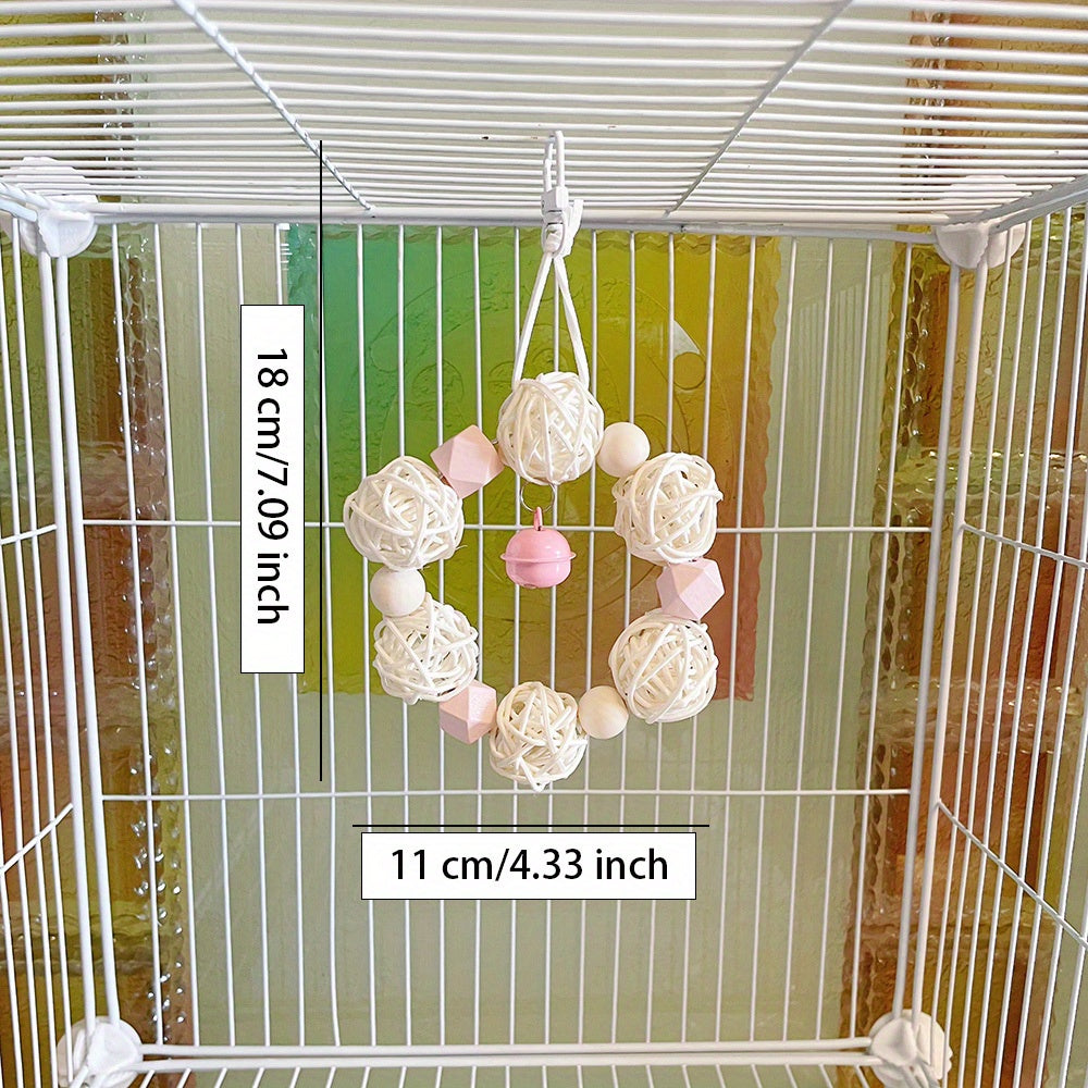 1pc Bird Chewing Rattan Toy, Small Parrot Hanging Swing Molar Toy For Bird Cage Hanging Toy, Pet Birds Swing Pecking Bite Toy