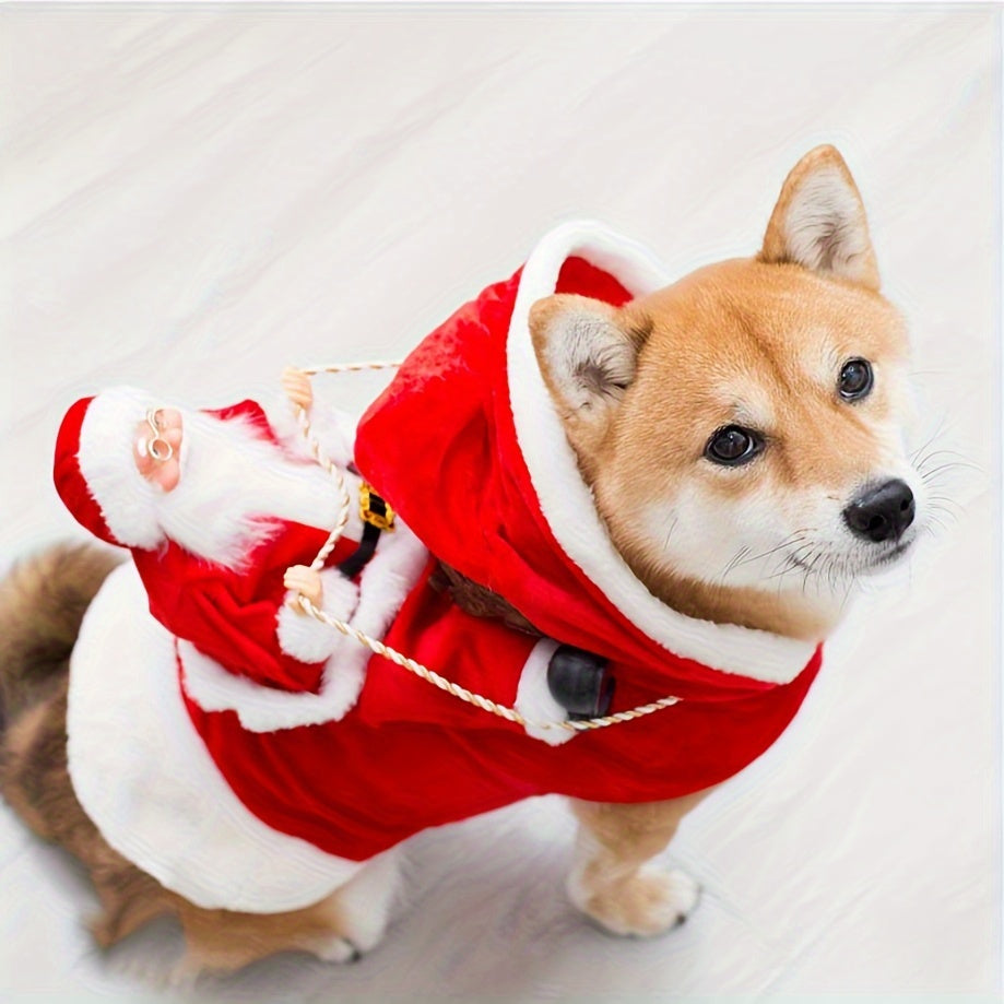 Adorable Santa Claus Pet Costume - Soft, Comfortable, Riding Design for Small, Medium, Large Dogs - Festive Party Outfit, Christmas Dog Clothes, Cosplay Pet Apparel