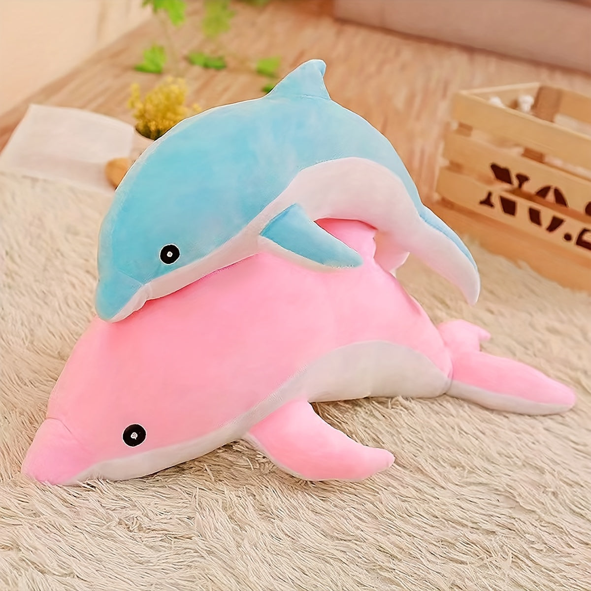 1pc Couple'S Dolphin Plush Toy - Soft and Durable Fabric Pet Toy for Interactive Play, Medium Breed Recommendation, Uncharged, No Battery Required
