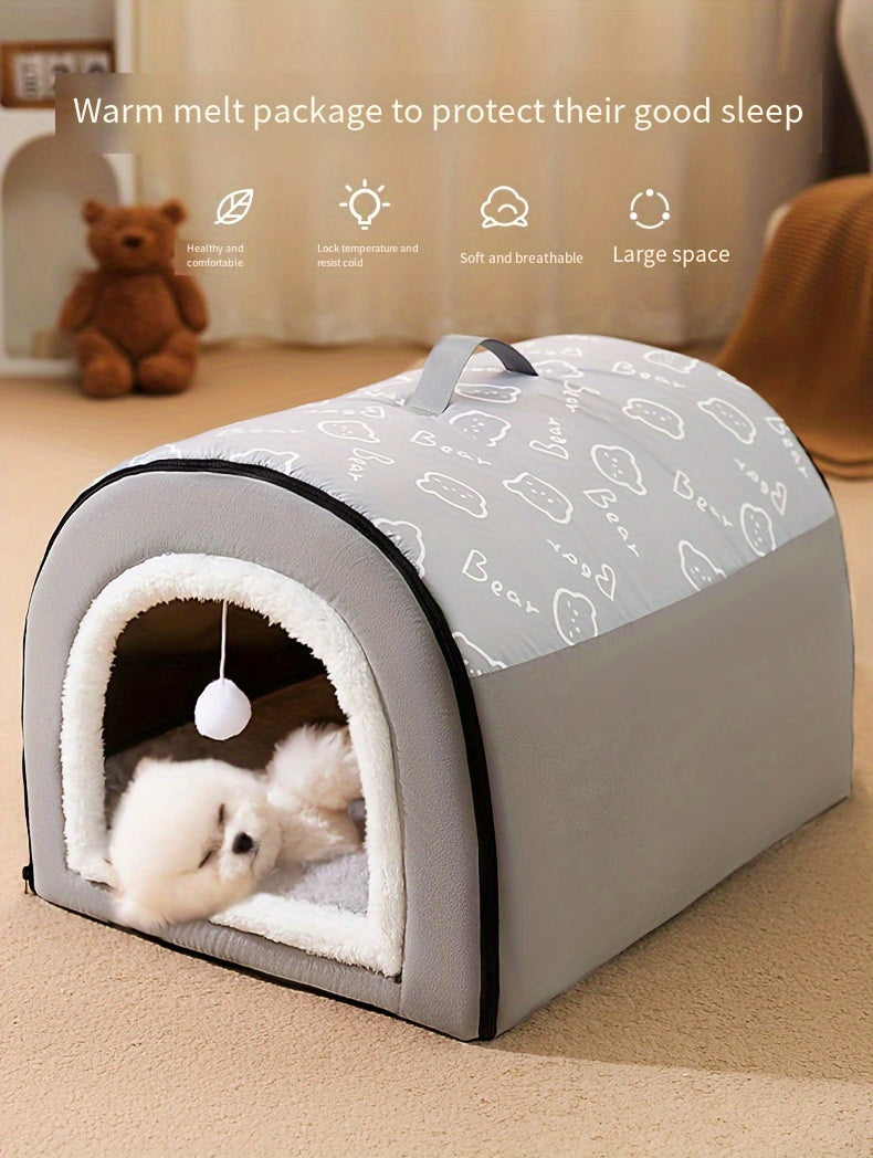 1pc Cozy Cartoon Pet Bed - Soft PP Cotton, Removable & Washable, Four Seasons Universal Kennel for Extra Small to Large Dogs