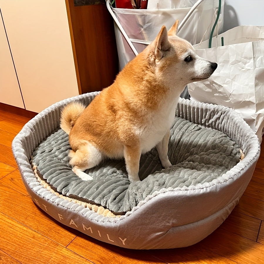 Deluxe Washable Dog Bed - Medium and Large, Double Side Optional, High and Low Side, All-season Detachable Mat, Warming Cozy Soft Pet Bed for Christmas Gift, Winter Warm Animals Sleeping Sofa