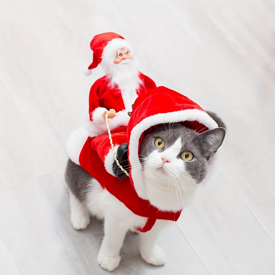 Adorable Santa Claus Pet Costume - Soft, Comfortable, Riding Design for Small, Medium, Large Dogs - Festive Party Outfit, Christmas Dog Clothes, Cosplay Pet Apparel