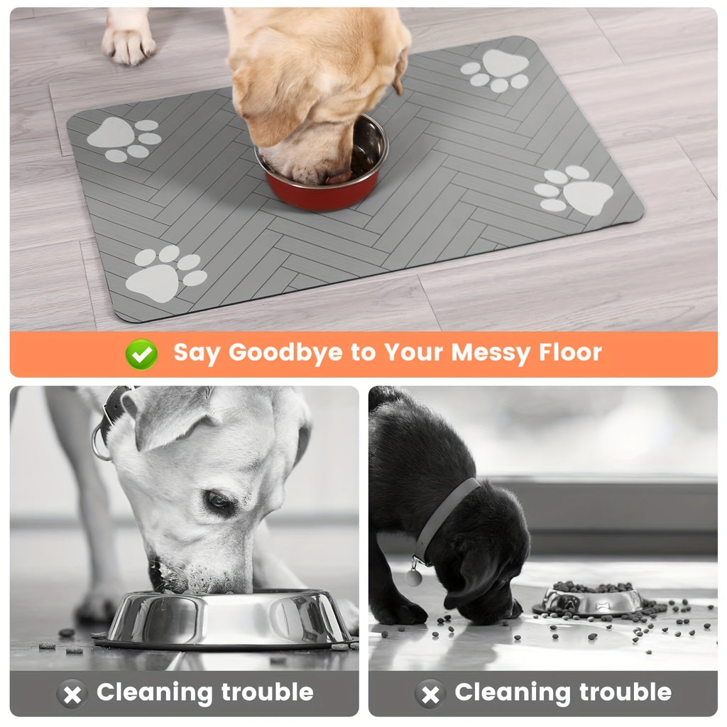 [Absorbent Pet Placemat] Quick Dry Pet Feeding Mat - Absorbent Waterproof Placemat For Food And Water Bowl - Dog And Cat