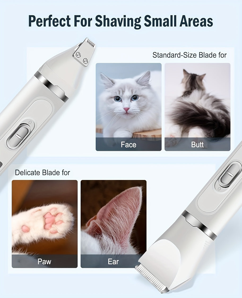 Rechargeable Pet Grooming Clipper Kit, Electric Dog Hair Trimmer with Multiple Attachments and Cleaning Brush