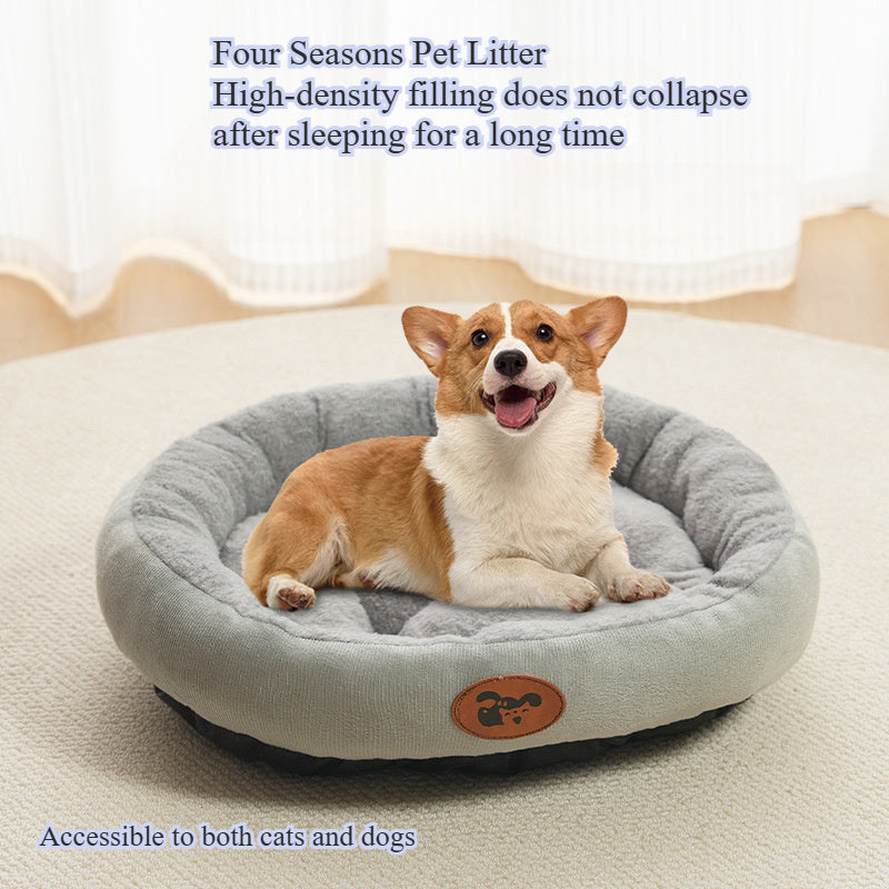 [Thick Warm Cozy Pet Bed] Cozy Plush Oval Pet Bed for Cats & Dogs - Thick, Warm Nest for All Seasons, Classic Style