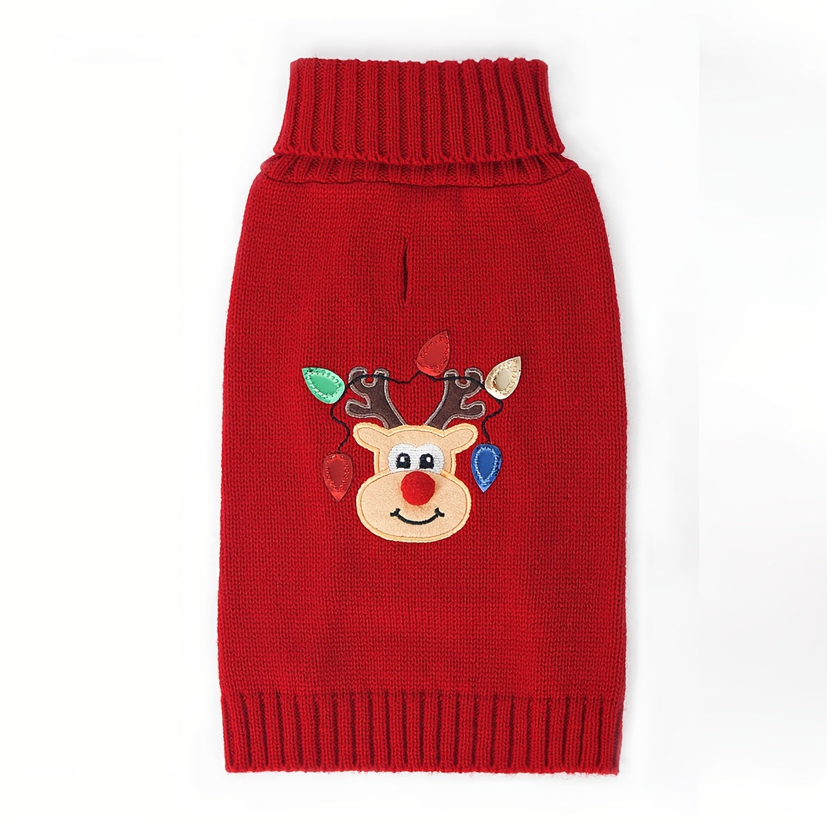 Red Doggie Sweater, Christmas Reindeer Graphic Puppy Dog Clothes for Stocking Stuffers, Pet Apparel